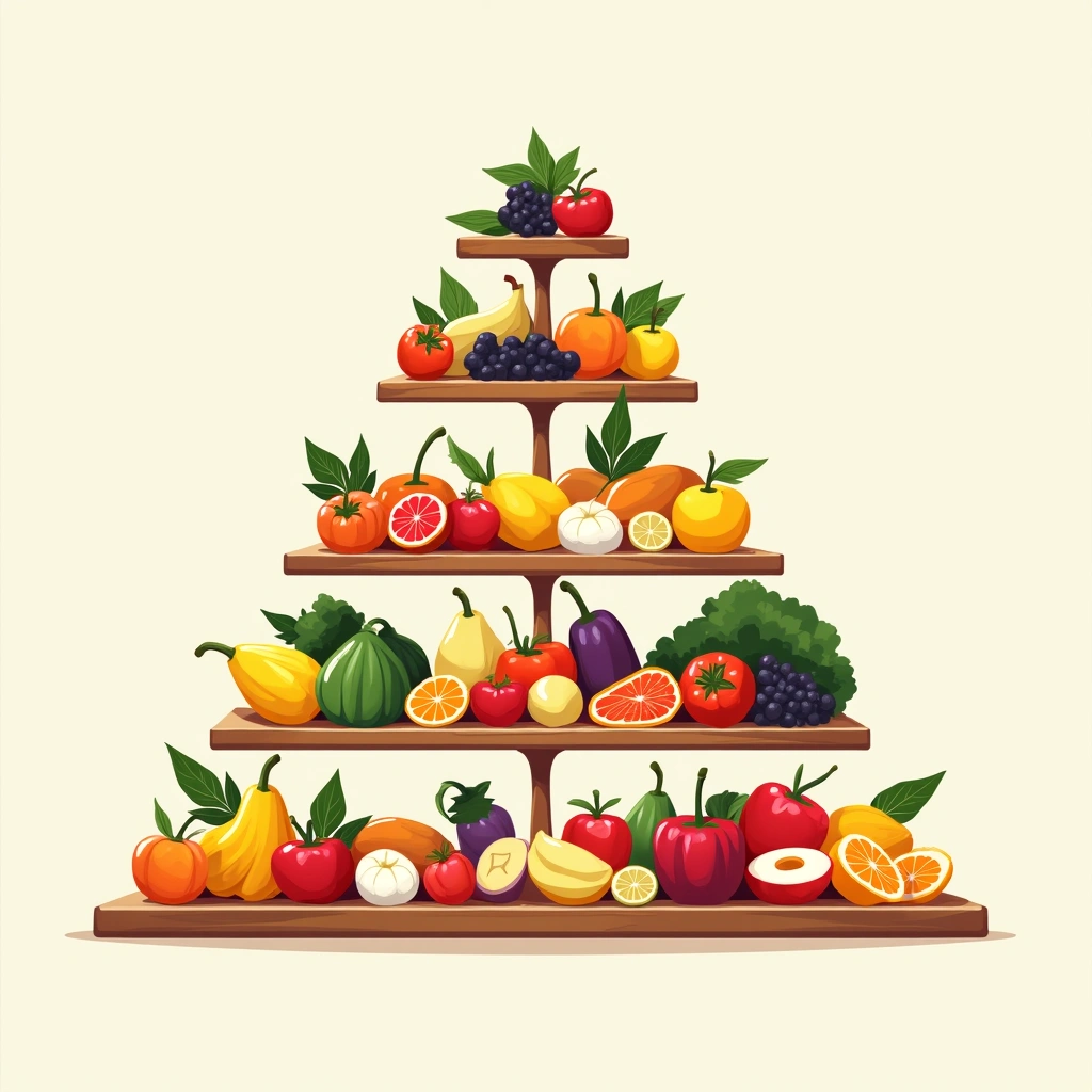 Healthy food pyramid illustration