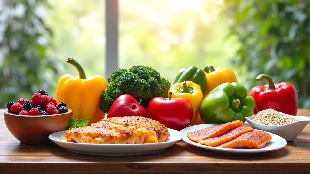 Healthy food choices spread on a table